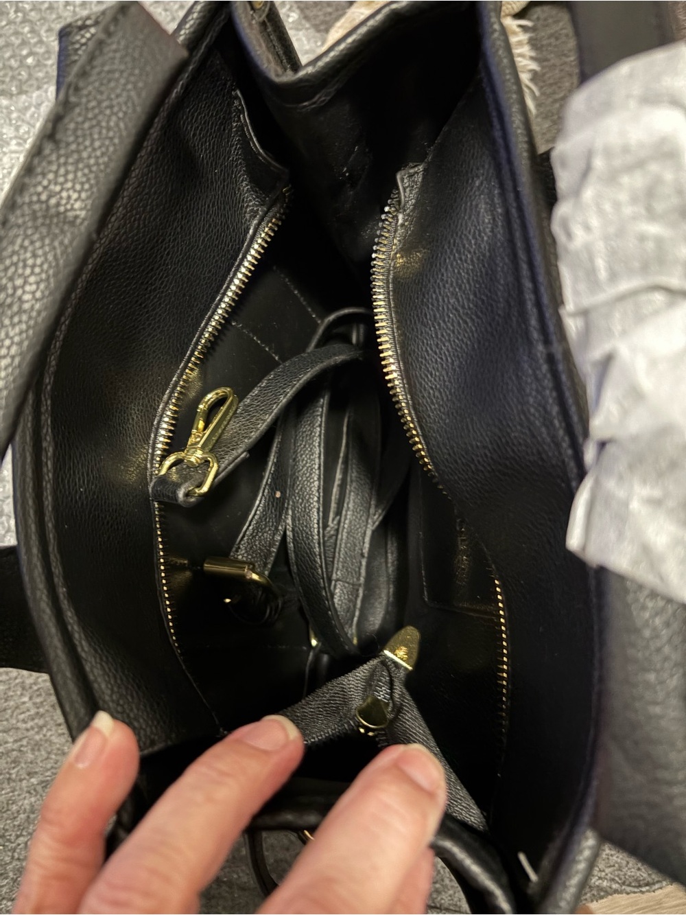 Black Pebbled Leather Tote Bag